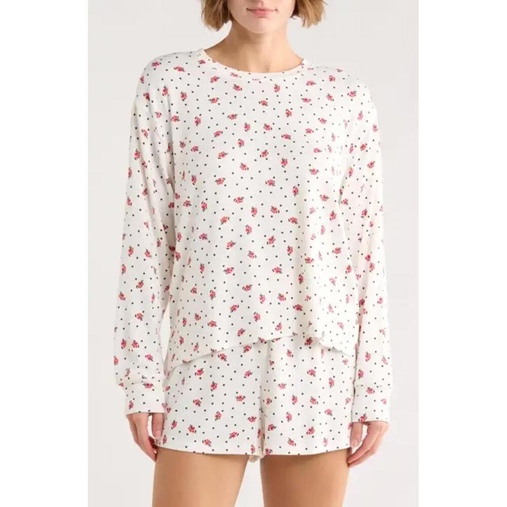 NWT! PJ Salvage Long Sleeve Top & Boxer Shorts Pajamas Size Medium